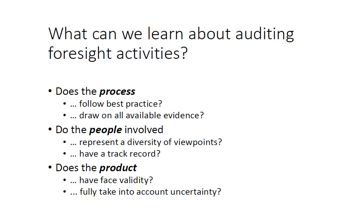Towards guidelines for auditing #foresight activities – professor Alec Morton, University of Strathclyde. #NordicForesight