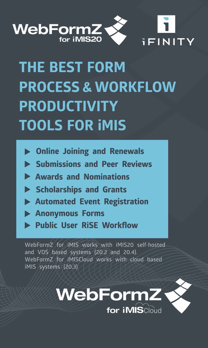 WebFormZ's tweet image. WebFormZ will always be the absolute best tool for building forms and form processes in #imis @ifinityimis keep your eyes open for news