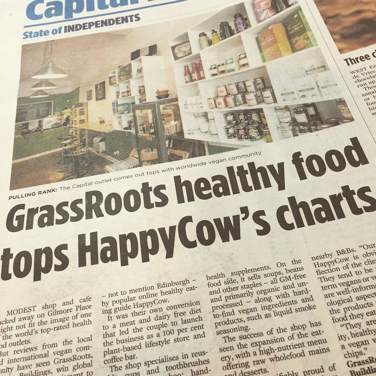 Lovely little article about us today in the Edinburgh Evening News 😊 #veganfood #edinburgh #plantbased    #happycow #veganedinburgh