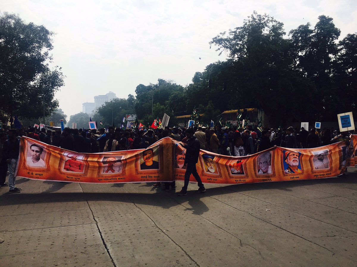 GuptaSomaya's tweet photo. #MarchAgainst13PointRoster at Janpath Tolstoy Road intersection https://t.co/Y0ESGuGJnN