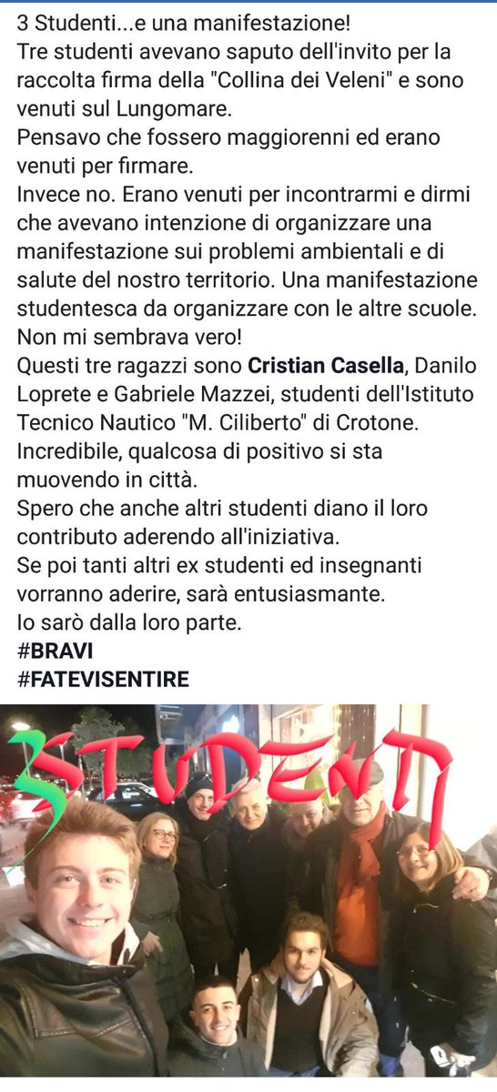 restART09475378's tweet photo. Crotone riparte dagli studenti. 
Vogliamo una vera bonifica... #riprendiamocicrotone #vogliamounaverabonifica #cittadinanzaattiva https://t.co/dwAwB0K0JM