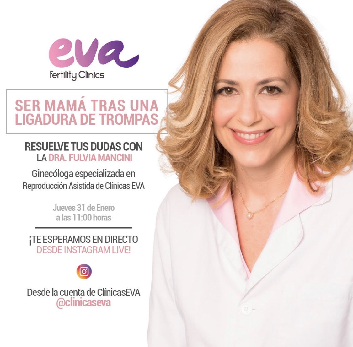 Fulvia_Mancini's tweet photo. Hoy hablamos de #embarazo tras una ligadura de trompas. Os espero dentro de una hora 🕚 en Instagram live para solucionar vuestras dudas 👩🏼‍⚕️📝🤰🏻👍🏻 #ReproduccionAsistida #infertilpandy @EvaFertility https://t.co/s1DQiPincV