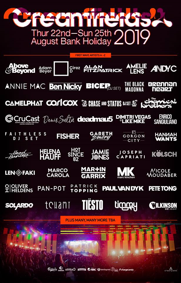#Creamfields2019 – First wave announced!

RT & Tag 4 mates for a chance to win 5x 4 Day Gold Guest Camping Tickets 🎉 

creamfields.com/tickets
