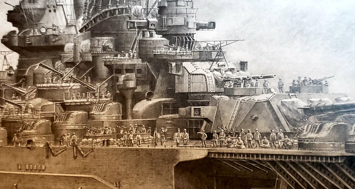 1cmに満たない乗組員達。
#戦艦大和 #鉛筆画 #鉛筆艦船画 #菅野泰紀 