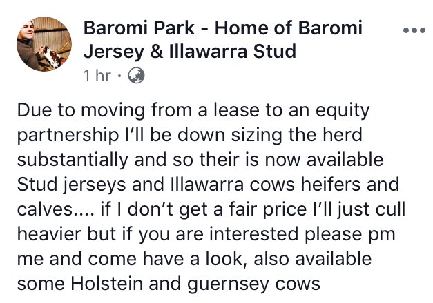 A friend of mine located Vic is downsizing his #dairy herd,
@CultivateFarms 
@milkmaidmarian