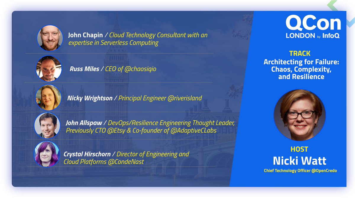 techiewatt's tweet photo. So excited about the lineup for the “Architecting for Failure” @qconlondon track. If you want to learn and get insight from top in their fields, this is the place to be in March! @johnchapin @russmiles @NickyWrightson @allspaw @cfhirschorn https://t.co/d5XkDHoBsm