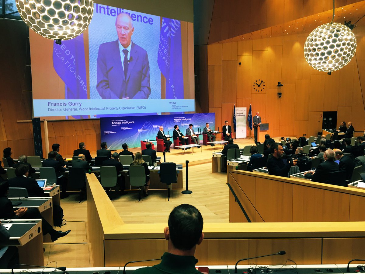FDemneri's tweet photo. Happening now: The launch of the 1st @WIPO Report on #Artificial #Intelligence Technologies. #AI is rapidly becoming part of our everyday lives and challenging businesses, society and of course the culture. 50% of all #AI patents have been published in just the last 5 years. https://t.co/AJrQjD4yIG