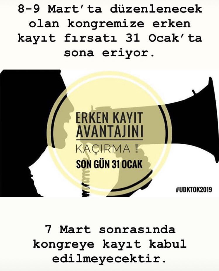 Kongre erken kayıt işlemi bugün sona eriyor!! Kayıtlar 7 Mart’a kadar devam edecektir. 7 Mart sonrasında kayıt alınmayacaktır.  #erkenkayıtson #dktöğrencikongresi2019 #dktöğrencikongresi  #speechandlanguagetherapy