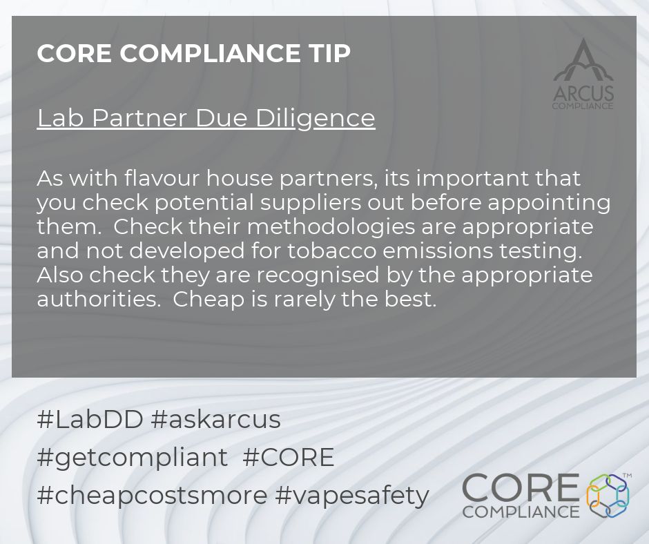 Choosing a lab partner that uses inappropriate testing methodology could see you having to pay for testing twice!  Going for the cheaper option will likely cost you double! #askarcus #corecompliance #labduediligence
