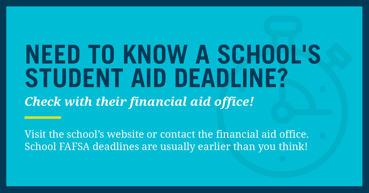 FAFSA's tweet photo. FYI! Your school probably has limited financial aid. Make sure you fill out the FAFSA form ASAP at https://t.co/wdDmg7cr0I! https://t.co/i64vxcP4Lp