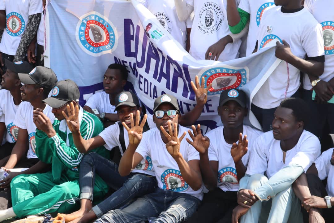 BNMC_Borno's tweet photo. Kano #BNMCVolunteers at the APC Presidential Campaign Rally at the Sani Abacha Stadium. 

#PMB4Plus4 #NextLevel https://t.co/dxSNxzrWRJ