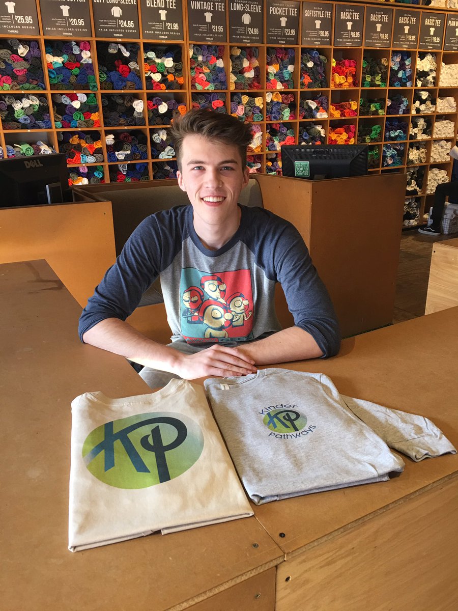 KinderPathways's tweet image. Thanks Joey for creating these 2 KP t-shirts for my birthday!
From Thread in Manhattan, KS.