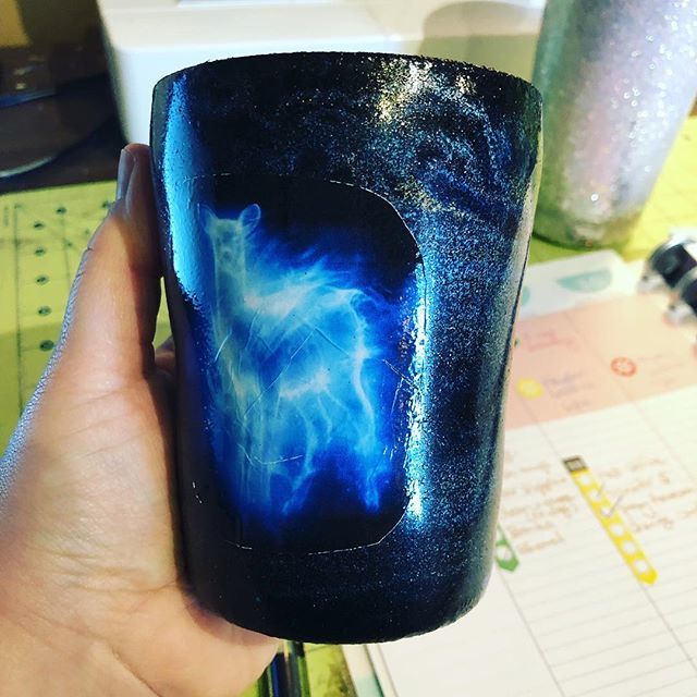 Sneak peek of a #lowball #tumbler that I’m working on. Lots of layers left to go...but it’s SO pretty! #shdesigns #handmade #harrypotter #always #patronus #snape bit.ly/2BfmhDt