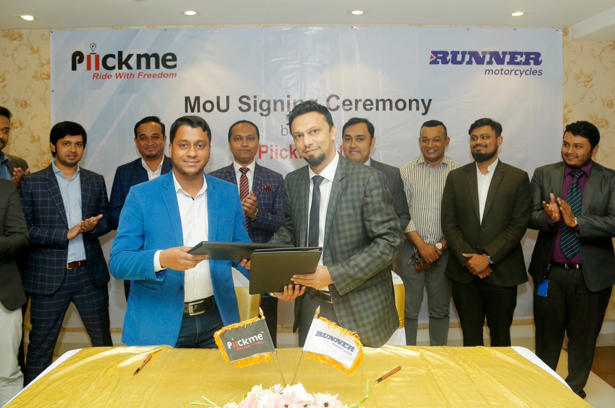 piickmebd's tweet photo. "MoU signing ceremony between Piickme Ltd. and Runner Automobiles Ltd."

A Memorandum of Understanding (MoU) has been signed between Piickme Ltd. and Runner Motorcycles (Runner Automobiles Ltd.) on 31st January 2019.
#PiickmeLtd #RunnerMotorcycles #MoU https://t.co/dr8LPjnFx8