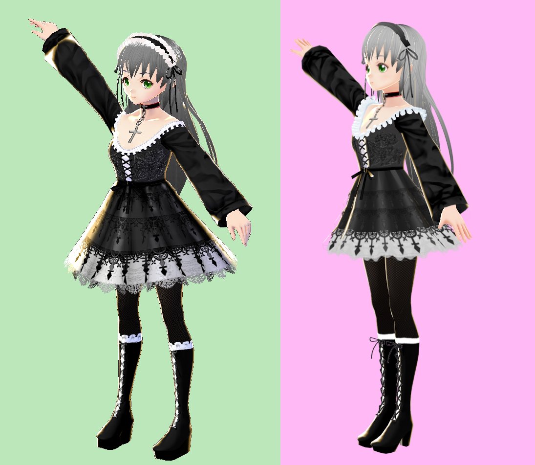 マイキー 創作系 3dアイテムとかvroidのテクスチャとか改造とか あとpcで作れる何か No Twitter Vroidモデルを Blenderでテクスチャおこし ただ今作成中 なんとなく フリフリはポリゴンのほうがいい感じ ただし 服のウエイトをコピってテクスチャの上に
