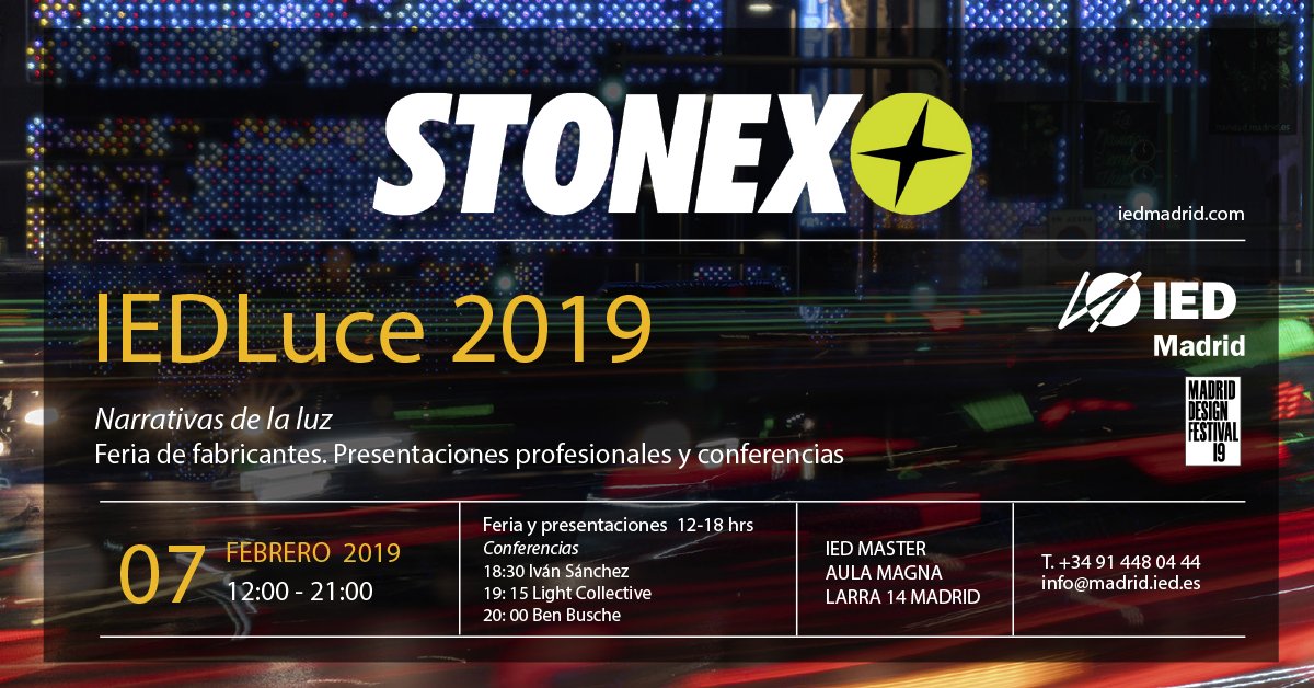 StonexSL's tweet photo. Nos vemos el próximo jueves 7 de febrero en #IEDLuce . @IEDMadrid organiza junto a @Aai_Adadi y @APDI_somos esta feria de #iluminaciónProfesional donde hablaremos de soluciones en #control #ilumunación y sistemas de #iluminaciondeEmergencia
Más info: https://t.co/VqpTWGcSO3 https://t.co/HRaOsWEQTd