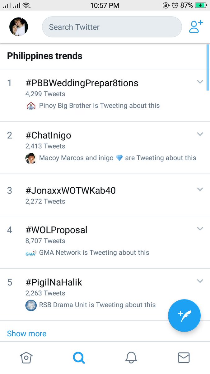 kryzeldaaaa's tweet photo. Dapat pala pag may pa-TP yung on the spot. Tapos gantong oras para laging trending. Hahahaha @InigoDPascual 

#ChatInigo is #2 trending Nationwide! https://t.co/RQo6iRFY4r