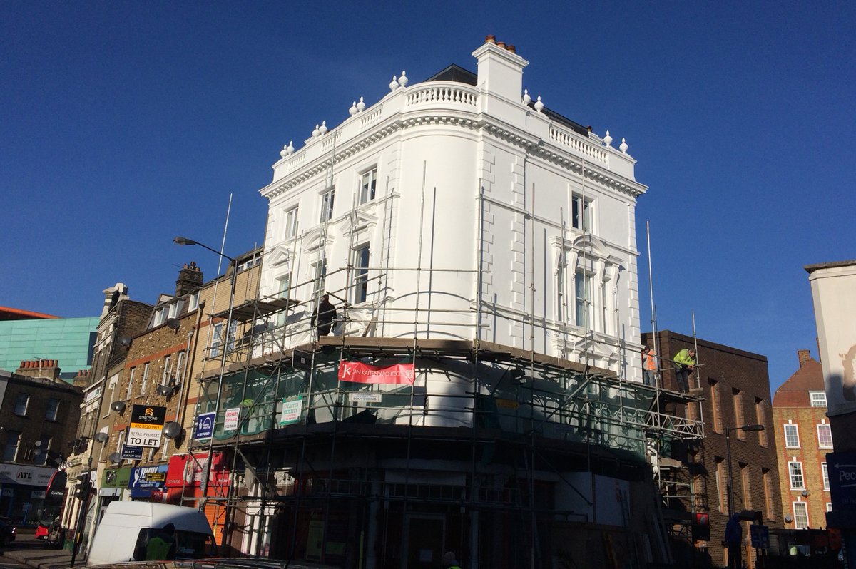 PeckhamHeritage's tweet image. Scaffold coming down on the repaired 119 Peckham High Street, one of 3 completed Phase One projects of the #Peckham Townscape #Heritage Initiative. Phase Two due on site later in 2019 #HLFsupported @PeckhamVision @thepeckhamsoc @peckhampeculiar @lb_southwark @JanKatteinArch