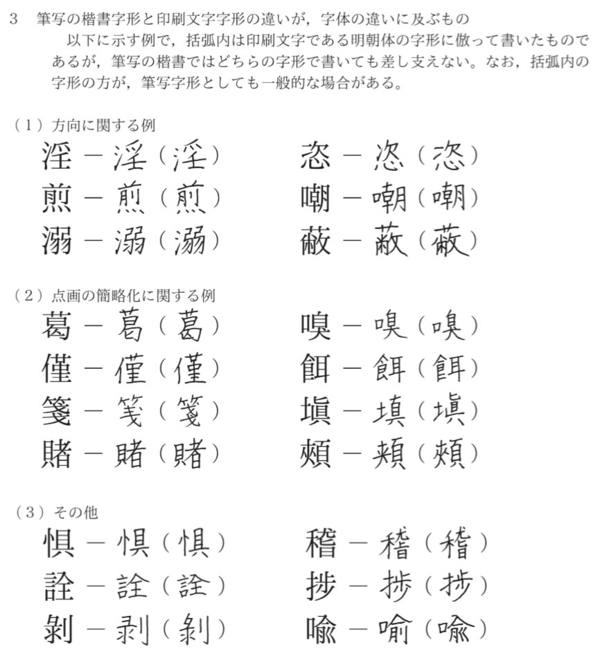 極度庵田 かわいい ໒ En Twitter 常用漢字表の字体 字形に関する指針 と 漢字必携1級より