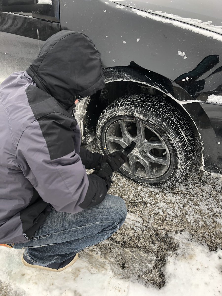 BreeAnnSwaner's tweet photo. Good morning
Brand new tire (as in driven on for a total of two hours or less) was flat this morning. Ian and I got to change it in -30 wind chill.
Nevertheless, I do not feel to murmur...
#CannotFeelMyFeet https://t.co/nEQAPKOy76
