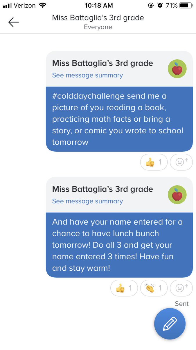 Mrs_Mrozek's tweet photo. Just sent out my #colddaychallenge ❄️ let’s see what 3rd graders join in on the challenge! https://t.co/BMrcgXFgRz