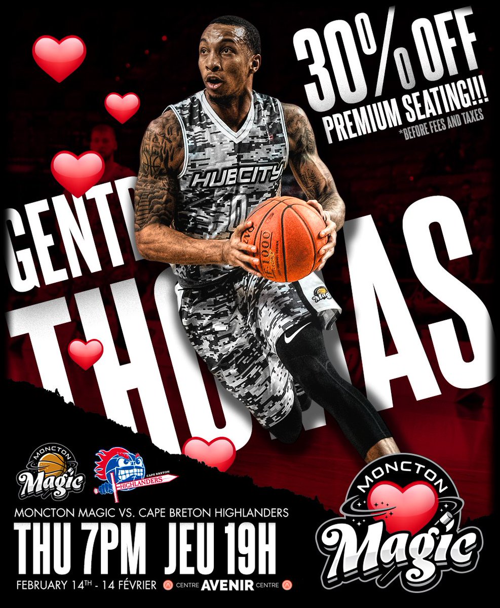 TheMonctonMagic's tweet photo. Feb 14th is DATE NIGHT at the Avenir Centre!!
Upgrade your sweetheart's experience with our special 30% off Premium seating for ONLINE orders buy using our Date Night Promo Code.
PROMO CODE: ILOVEU will be available starting JAN 31st online only with Ticketmaster.
#LoveTheMagic https://t.co/Bm7q5t1U5V