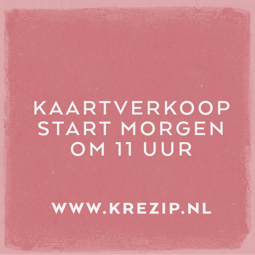 Morgen om 11:00 uur start de kaartverkoop voor onze show op 26 oktober in de <a href="/ZiggoDome/">Ziggo Dome</a>! Ben jij er ook bij? Koop je kaarten uitsluitend via krezip.nl en eventim.nl, alleen dan weet je zeker dat je de kaarten krijgt die je bestelt. #krezip2019