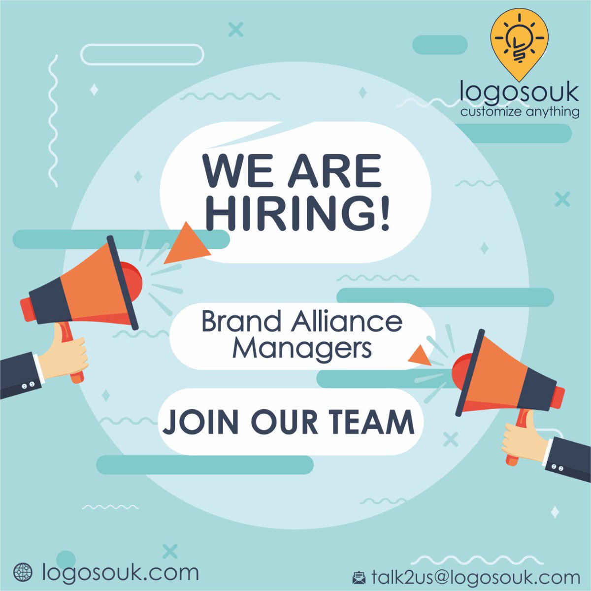LogoSouk's tweet image. We are hiring Brand Alliance Managers &amp;amp; Corp Sales Managers for our Bangalore office. Know anyone? Share it or reach us at talk2us@logosouk.com #Jobs #Logosouk #Branding #Bangalore