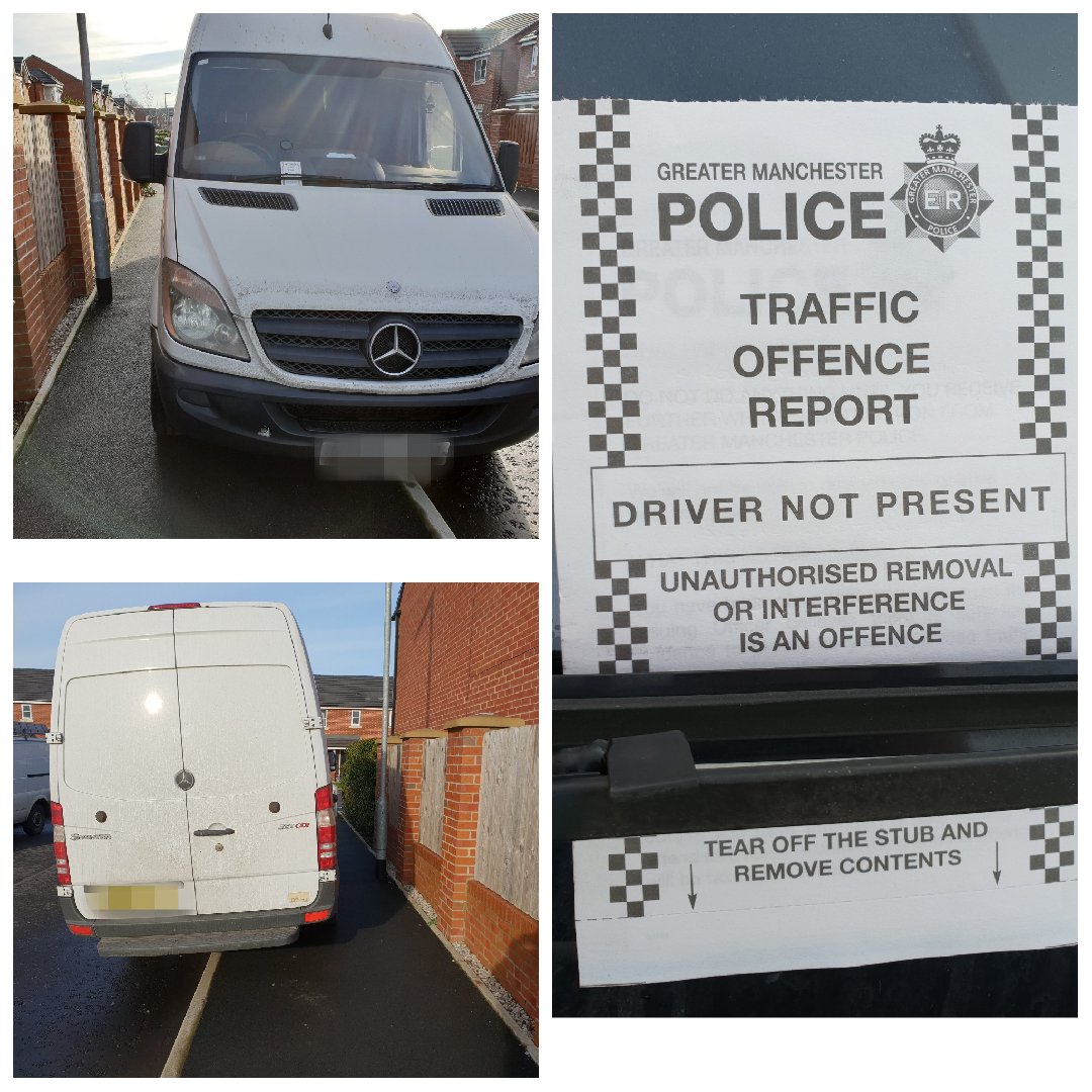 gmptraffic's tweet photo. #GMPSRTT patrol came across this inconsiderate piece of parking in @GMPRadcliffe. Number of mums with buggies having to use the road to pass this vehicle whilst our officer was present. TOR issued. https://t.co/8Ec6oGPXOP