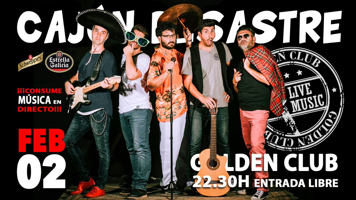 GoldenClubMusic's tweet photo. #FebreroLoco & #BigDancing
Sábado 2 febrero | 22,30 h. | #CajónDesastre
Versiones #PopRock español de los 80' & 90', flamenco fusión y ritmos latinos.
Entrada libre.
@SoyCordobaes @Teleagenda @hoyencordoba @GuiaGoCordoba https://t.co/ul4s51NJ1H
