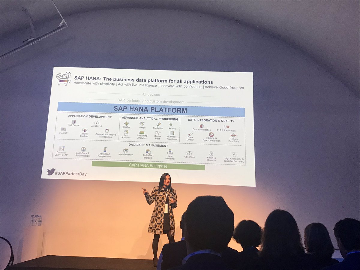 VirginiaHP_SAP's tweet photo. .@leticia_cavagna hablando de las ventajas de nuestra plataforma HANA, presentando los casos de innovación de nuestros clientes a nivel mundial. #SAPPartnerDay https://t.co/yQlsdmzGWk