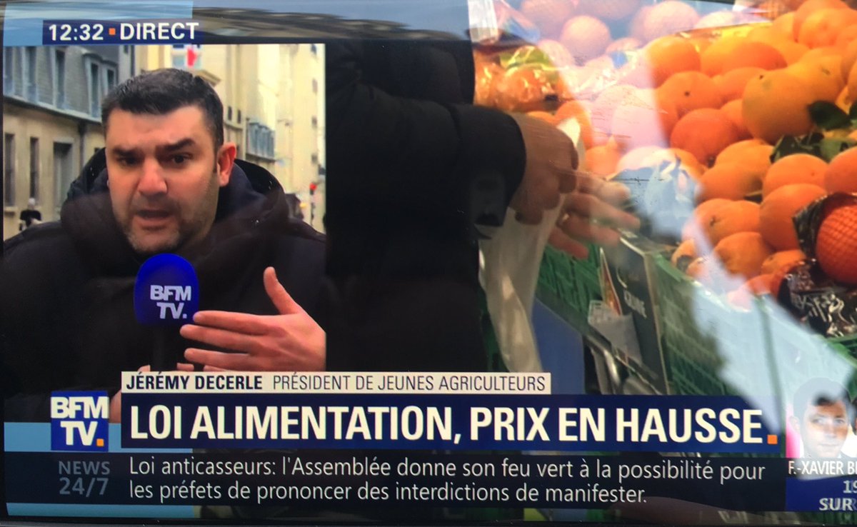 JeunesAgri's tweet photo. « Plutôt que faire peur aux consommateurs, nous demandons aux distributeurs de jouer le jeu des #EGAlim. C’est l’addition des mesures qui permettra aux #agris de retrouver de la valeur et aux #consommateurs d’avoir l’alimentation qu’ils souhaitent » @JDecerle sur @BFMTV https://t.co/eNGgIRv4OD