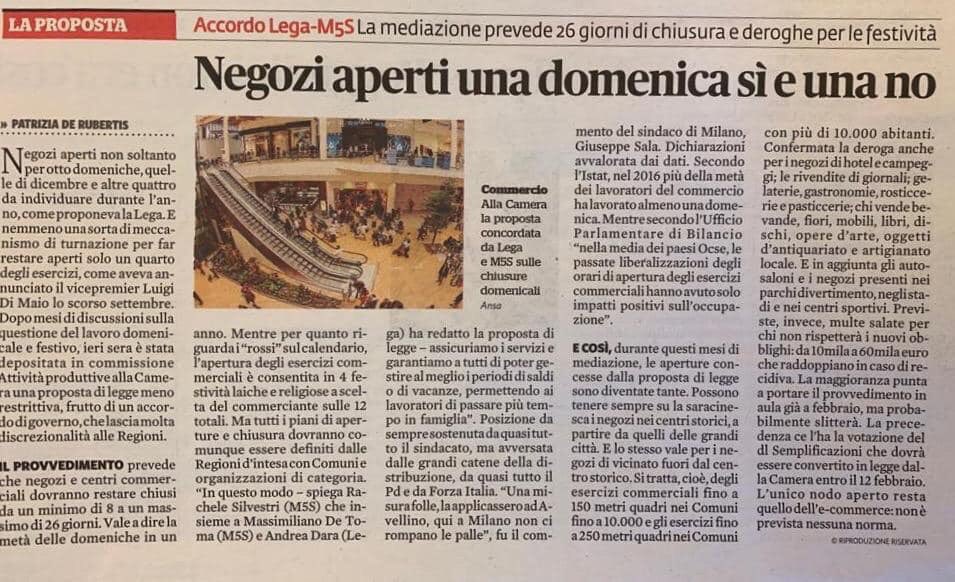 Oggi su "Il Fatto Quotidiano" la mia dichiarazione in merito alla proposta di legge relativa alla regolamentazione delle aperture domenicali.
#IlFattoQuotidiano #domenicachiusi #chiusuredomenicali #m5s #attivitaproduttive
