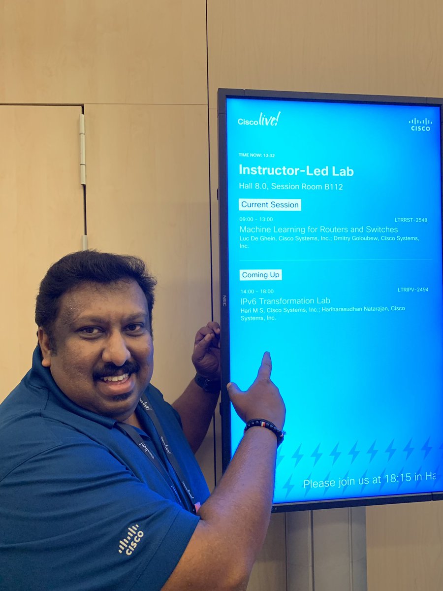 manayathu's tweet photo. We are starting soon. Lets transform the network with IPv6 @HariNatarajan7 #CiscoLive #CLEUR https://t.co/EuiD16DpCX