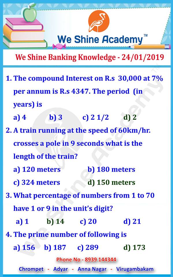 kavithaseo1's tweet photo. Bank Exam Coaching Centre In Chennai
Banking Knowledge  - 24/01/2019
More Info: Click Here - https://t.co/EvEk6dKP9e
#WeShineAcademy #RRBExamCoachingCentre #TNPSCExamCoaching#BankCoaching #SSCExamCochingCentre https://t.co/uuUW4V24xp