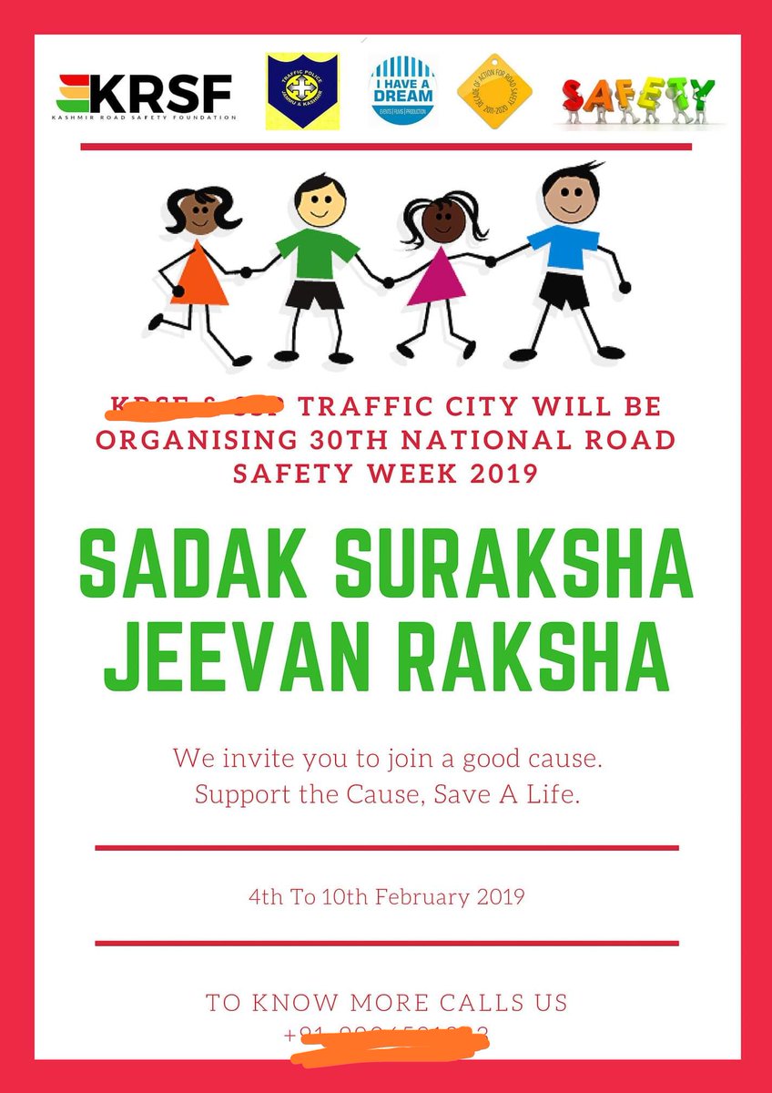 rajakesari99's tweet photo. SADAK SURAKSHA - JEEVAN RAKSHA" (Feb 4th - 10th 2019)
30th Notional Road Safety week.
I appeal all section of people Let's Follow Traffic Rules &amp; Regulations &amp; Minimize #Road Crashes Nationwide!
BE SAFE  DRIVE SAFE  REACH SAFE  @stopthebleed_in @Strictroadrules @scary_traffic https://t.co/wT5Sab92ri