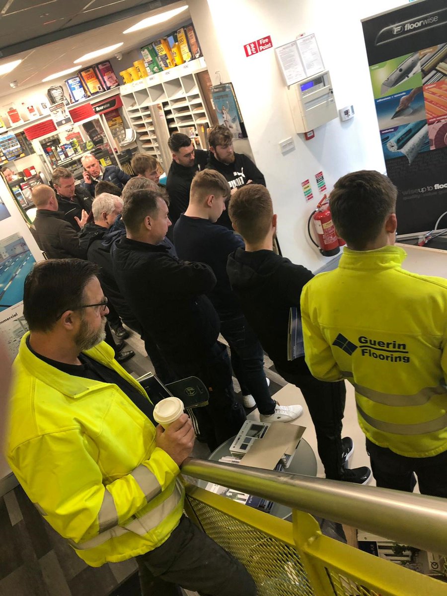 PFL_Ireland's tweet photo. We've had a big turnout for the @Polyflorltd QuickLay demo day at our #Dublin trade counter this morning. There's still an hour left to drop in if you're nearby. https://t.co/yKQz7wZDar