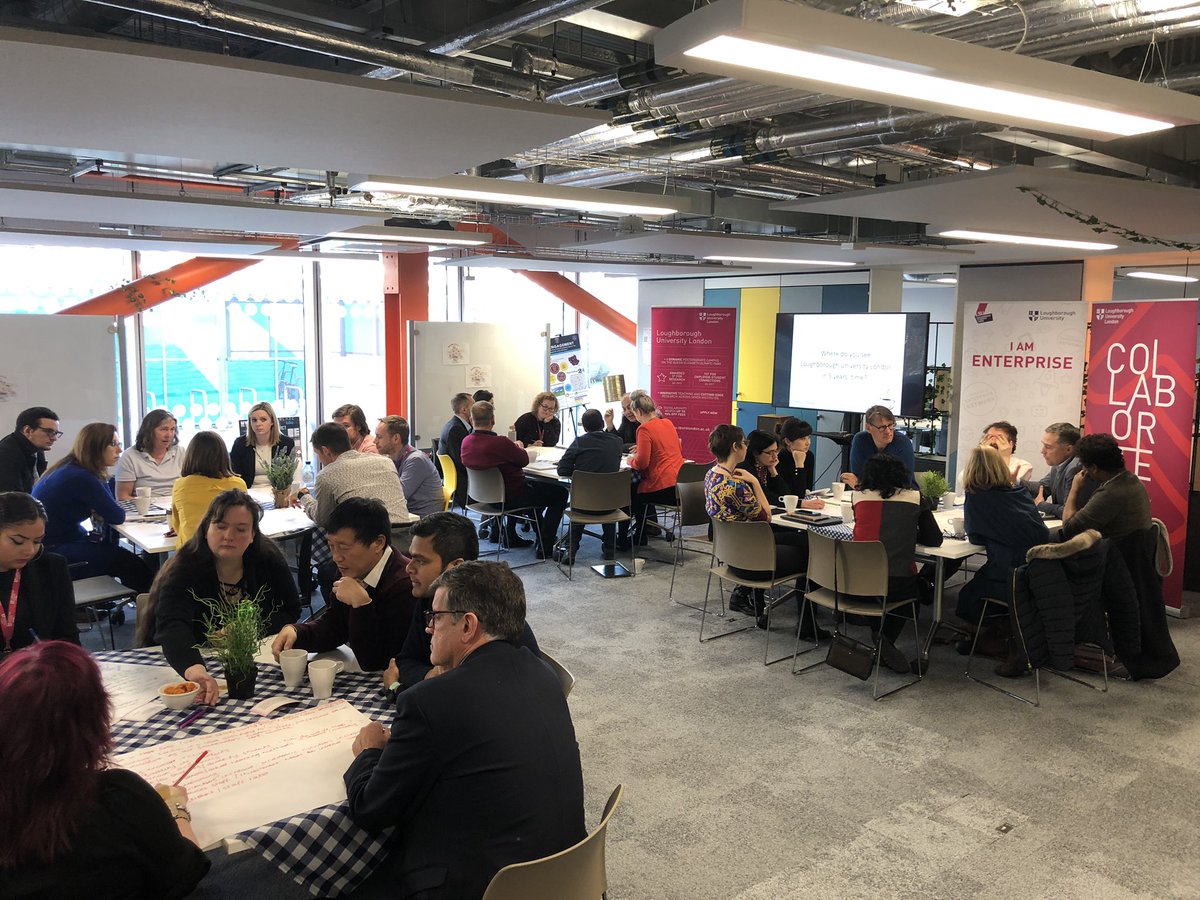 World Cafe hosted brilliantly by @Kirsti_Norris underway at @lborolondon looking at the next steps for the @lborouniversity London campus. #buildingonsuccess