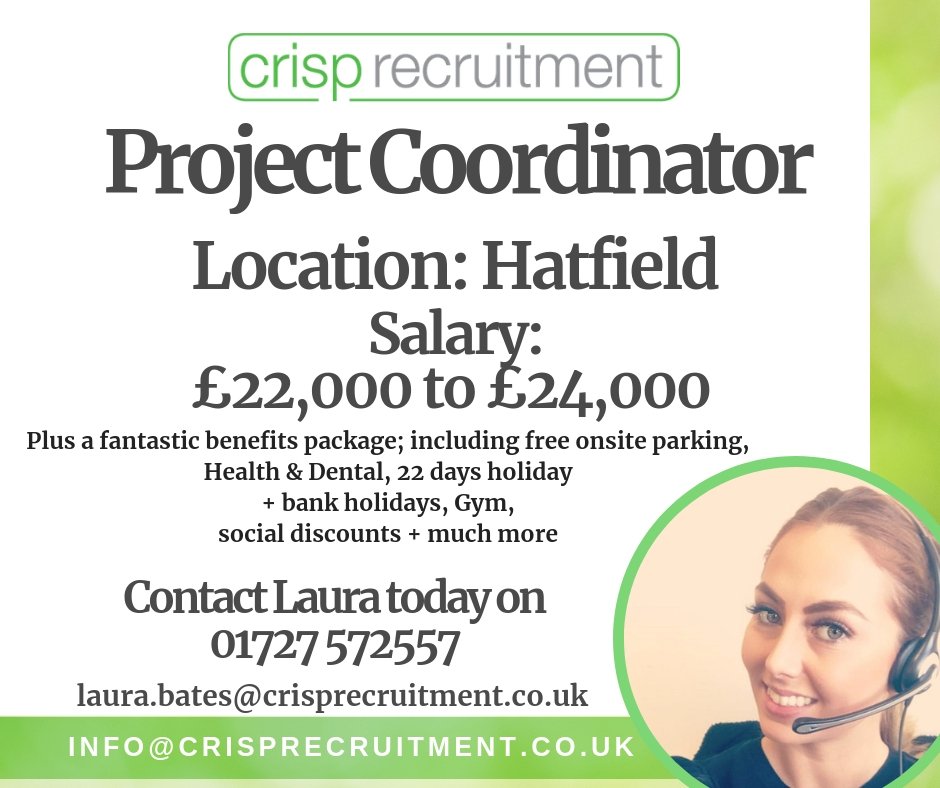 CrispRecruit's tweet photo. Calling all project Coordinators!!!
#recruitment #recruitmentagency #projectcoodinator #hatfield #CustomerService #administrator #businessdegree #business #jobs #career #jobsearch #careerchange #jobsearch #employment #thursday https://t.co/hk7Bm6mfOz