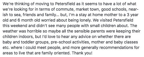 anyone live around Petersfield willing to offer some advice? facebook.com/groups/lifeaft…