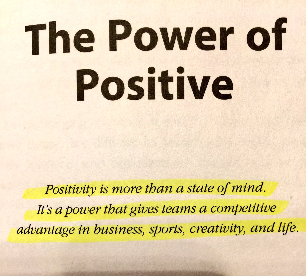 “The power of positive” thank you <a href="/JonGordon11/">Jon Gordon</a>