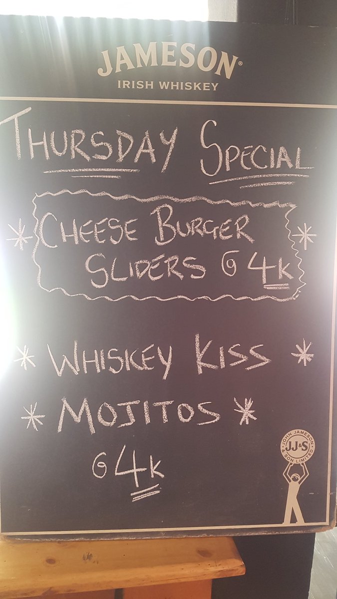 #HaveYouBeenChomad #ThursdaySpecial || Have you tried our #delicious Cheese Burger Sliders yet? Well today is YOUR day!!🍔4 for 4k🍔|| Of course we didn't forget about our cocktail lovers 🤗 #WhiskeyKiss &amp; #Mojitos cocktails at 4k 🥃🍸🍹|| #EatDrinkChill #HappyHour #RwOT