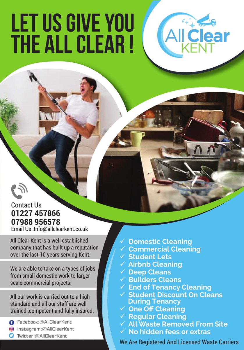 Fed Up Of Messy Housemates?

Cleaning Rota Not Working?

Now Offering #Student Cleaning During Tenancy!

#cccu #ukc #studenthouses #canterburystudents #universityofkent #messyhouse #canterburychristchurch #Studentdiscount #Medwaycampus #Broadstairscampus #Studentdiscount #UCA