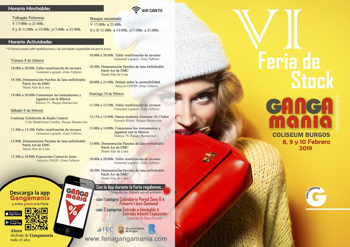 FeriaGangamania's tweet photo. Descárgate la App Gangamania para entrar GRATIS a la Feria de Stock del próximo 8, 9 y 10 de febrero en Coliseum Burgos. Además beneficiate de muchas mas ventajas y regalos.
https://t.co/OKKA9fssvh #gamonal #burgos #comercio #promociones #regalos #tecnologia #gangamania #rebajas https://t.co/OOQ683RkUN