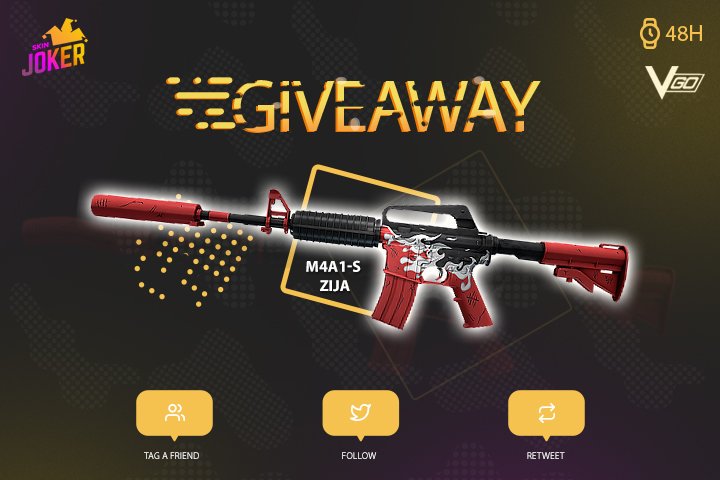 stakejokercom's tweet photo. π₯ VGO 48H GIVEAWAY! π°To Win: M4A1-S | Zija π°
βοΈ Visit: https://t.co/6SQD9vp1l9
βοΈ Retweet & Tag a Friend
βοΈ Follow us
βοΈ Turn on twitter notifications
β° Winner will be picked in 48 hours!
#VGO #vgogiveaway #SkinJoker #VGOSkins https://t.co/ivMhvmZfAA