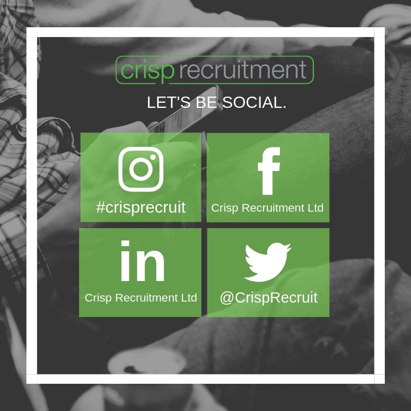 CrispRecruit's tweet photo. LET'S BE SOCIAL!!
Follow @crisprecruit for all your recruitment needs, latest industry news and job updates.
.
.
.
.
.
.
.
.
#follow #recruitmentagency #socialmedia #advertising #jobs #jobsearch #careers #careerchange #opportunity #recruitment #followus https://t.co/MHuWqJR4ia