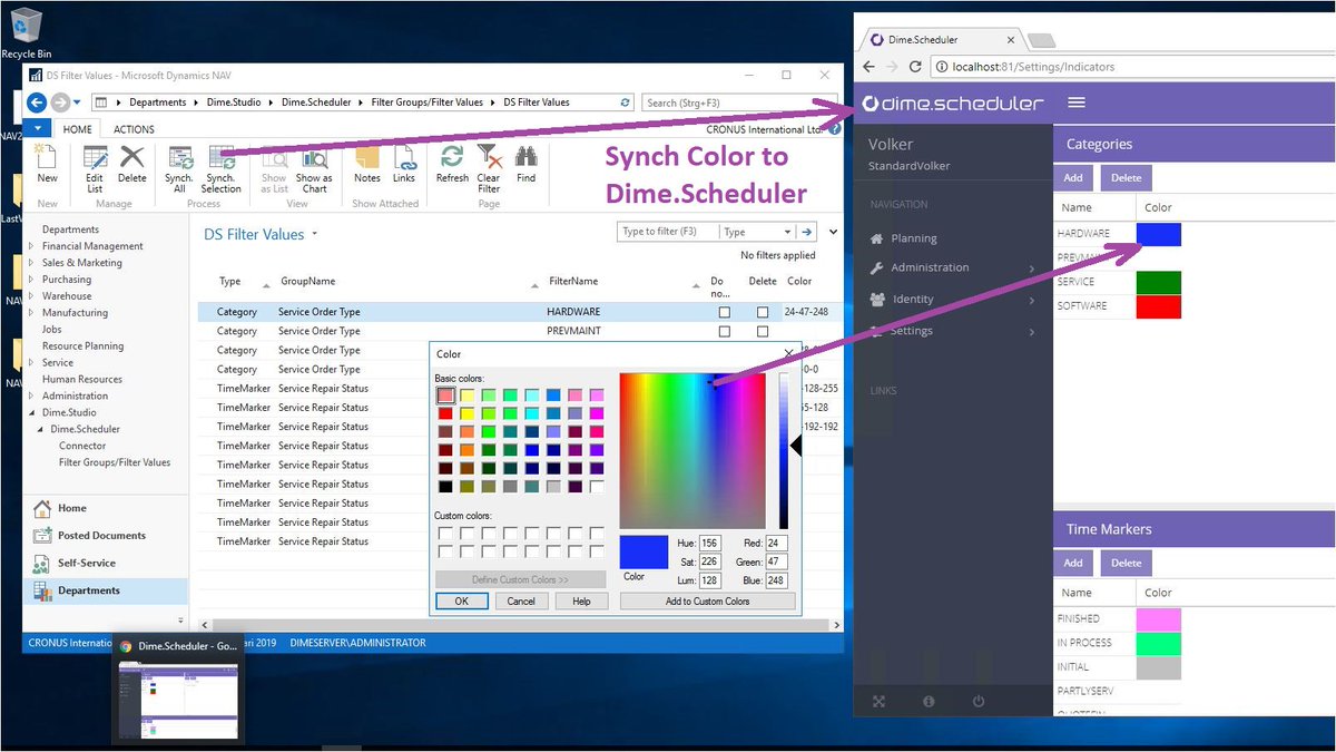 dimesoftware's tweet photo. Manage the color you want to use on your #DimeScheduler #planboard in MSDynNAV . Afterwards you send the information. https://t.co/h3R6bhUf3O https://t.co/VYvNdID8lv