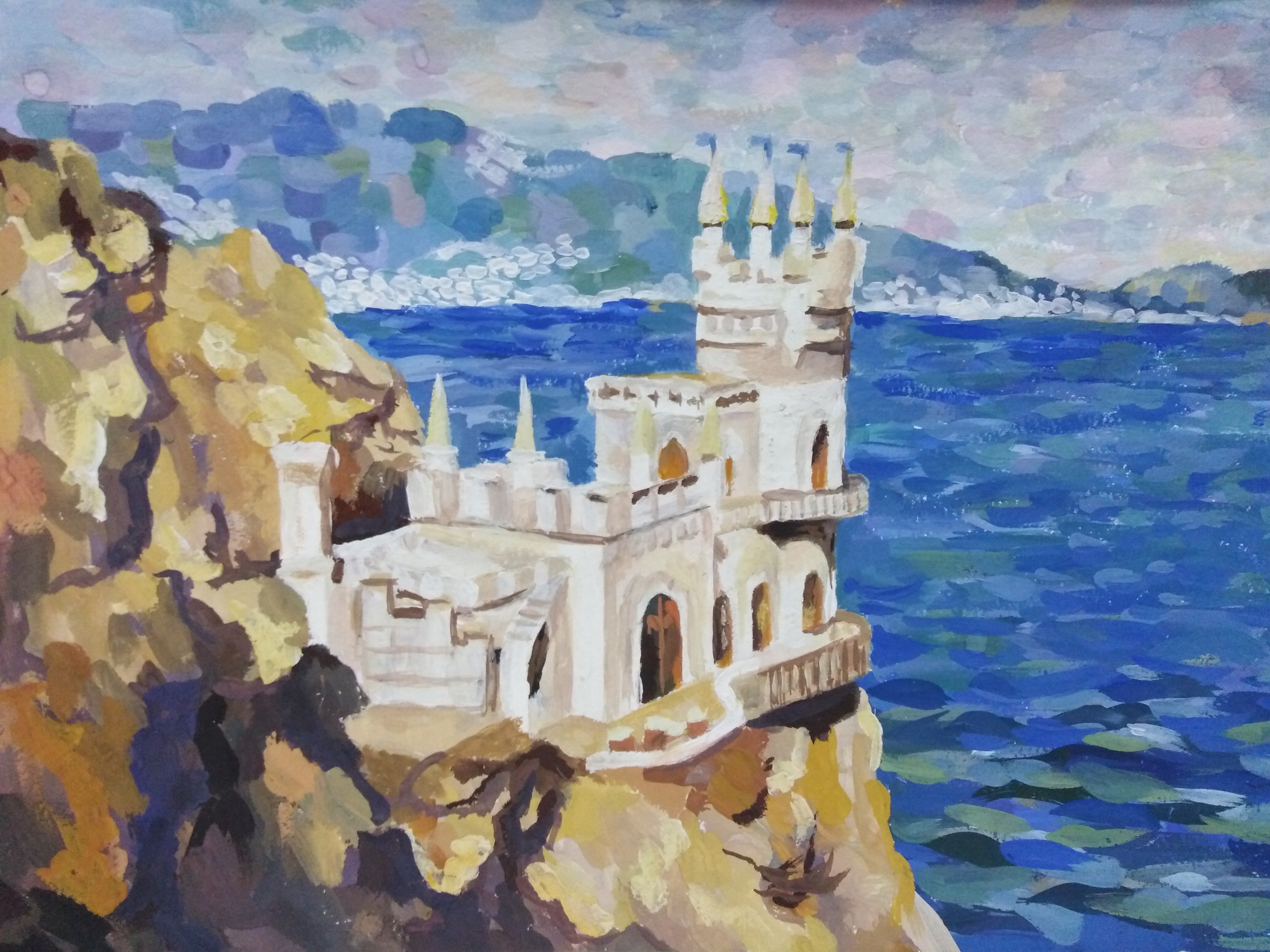 Ласточкино гнездо в Крыму рисунок