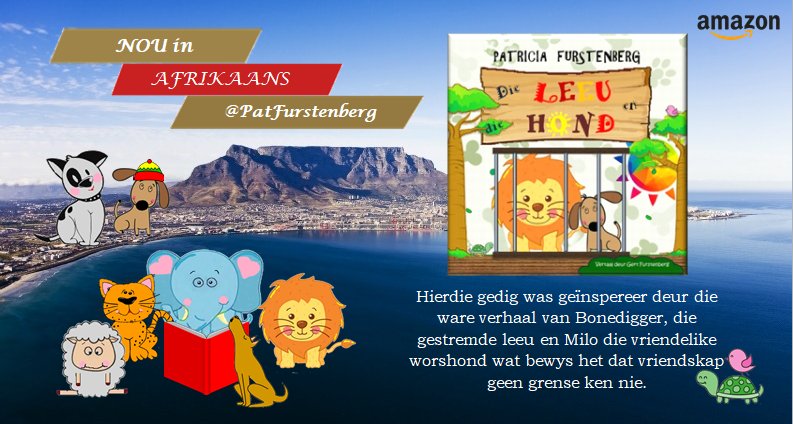 gordontraffic's tweet photo. RT MillieThom "RT PatFurstenberg: 📚Kleurvolle #kinderboek nou beskikbaar in #Afrikaans:🇿🇦
🦁DIE LEEU EN DIE HOND🐕
Amazon: https://t.co/bZOWAqFvG1
#boek #suidafrika #leeu #hond #diere #dierevriende #bestevriend #dieretuin sa_artists NBPublish… https://t.co/metCWHEcau"