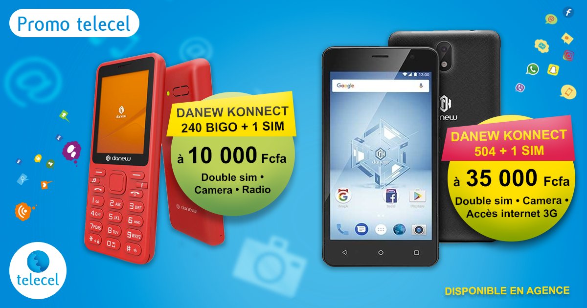 Telecel_Mali's tweet photo. PROMO TELEPHONES DANEW! Offrez-vous les Téléphones BIGO a 10 000 F+1 SIM ou le K504 a 35 000 F+1 SIM. Disponibles en Agence TELECEL et au 50 50 00 50
#Telecel, Offrir plus🎁 https://t.co/sAjrE2Uzw7